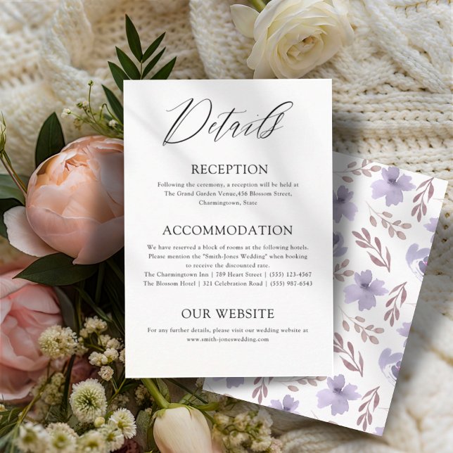 Elegant Blush & Blue Typography Wedding Details Enclosure Card (Creator Uploaded)