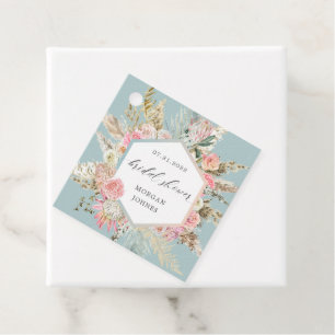 Elegant Blush Bohemian Floral Bridal Shower Favour Tags