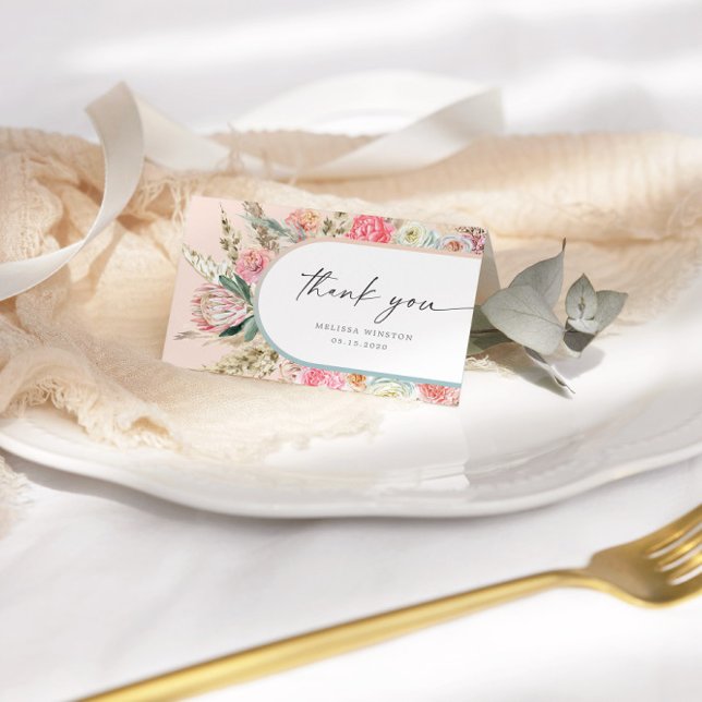 Elegant Blush Bohemian Floral Thank You Card (Creator Uploaded)