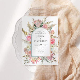Elegant Blush Bohemian Floral Wedding Invitation