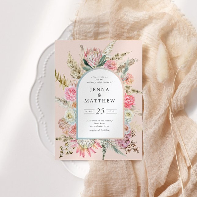 Elegant Blush Bohemian Floral Wedding Invitation (Creator Uploaded)