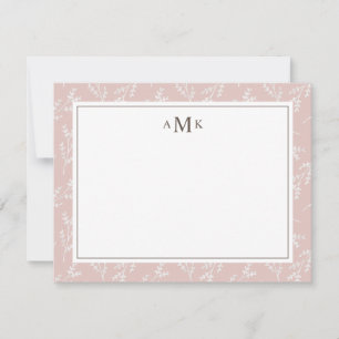 Elegant Blush Botanical Monogrammed Card