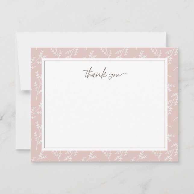 Elegant Blush Botanical Thank You Card (Front)