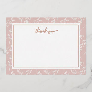 Elegant Blush Botanical Thank You Foil Note Card
