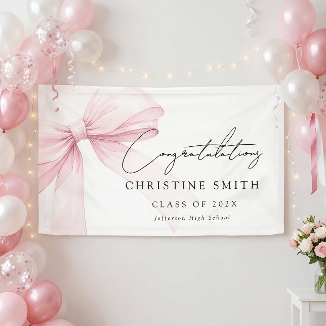 Elegant Blush Bow Text Congratulations Banner (Creator Uploaded)