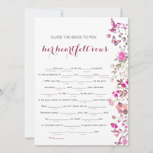 Elegant Blush Bride Heartfelt Vows Game