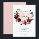 Elegant Blush Burgundy Floral Wreath Wedding  Invitation<br><div class="desc">Elegant Blush Burgundy Floral Wreath Wedding Invitation.</div>