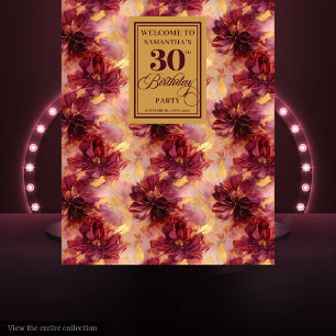 Elegant Blush Burgundy Gold 30th Birthday Party   Tapestry