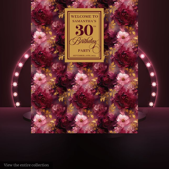 Elegant Blush Burgundy Gold Boho 30th Birthday  Tapestry (Elegant Blush Burgundy Gold Boho 30th Birthday Tapestry)