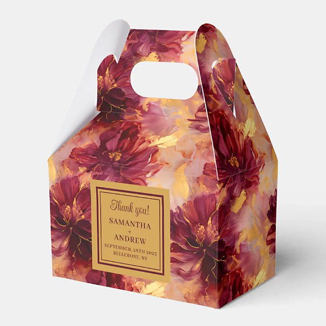 Elegant Blush Burgundy Gold Boho Wedding Favour Bo Box (Elegant Blush Burgundy Gold Boho Wedding Favor Box)