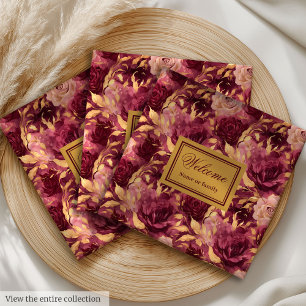 Elegant Blush Burgundy Gold Personalized Cloth  Napkin