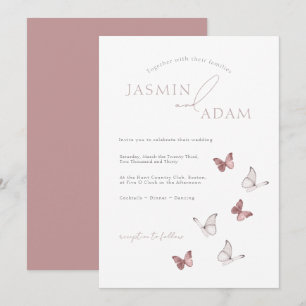Elegant Blush Butterfly Wedding Invitation