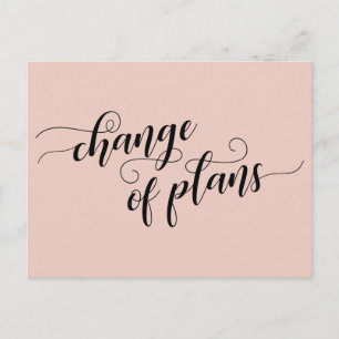 Elegant Blush Change of Plans Postponed Wedding Postcard