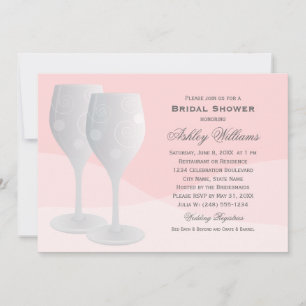 Elegant Blush Cheers Wine Glasses Bridal Shower Invitation