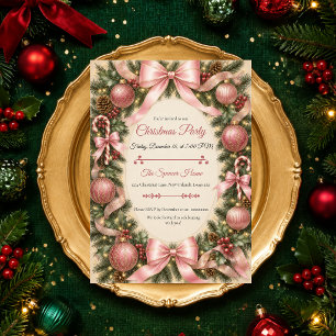 Elegant Blush Christmas Party Invitation