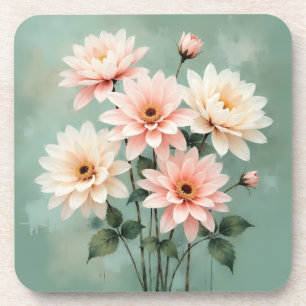 Elegant Blush Chrysanthemum Art Coaster