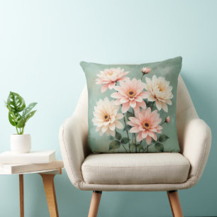 Elegant Blush Chrysanthemum Art Cushion