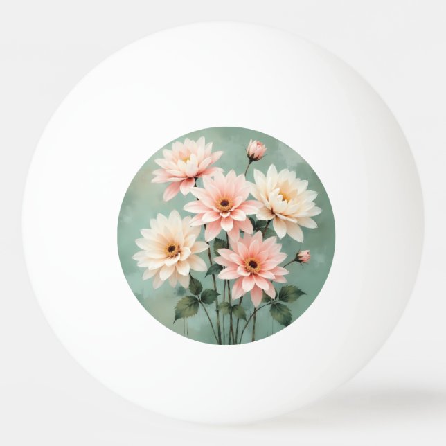 Elegant Blush Chrysanthemum Art Ping Pong Ball (Front)