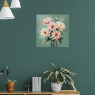 Elegant Blush Chrysanthemum Art Poster