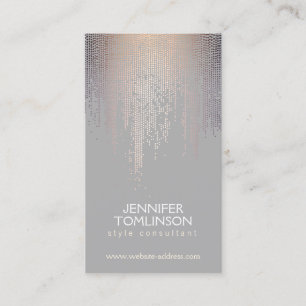 Elegant Blush Confetti Rain Pattern Grey Business Card