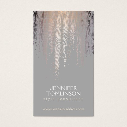 Elegant Blush Confetti Rain Pattern Grey Business Card