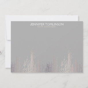 Elegant Blush Confetti Rain Pattern Grey Notecard