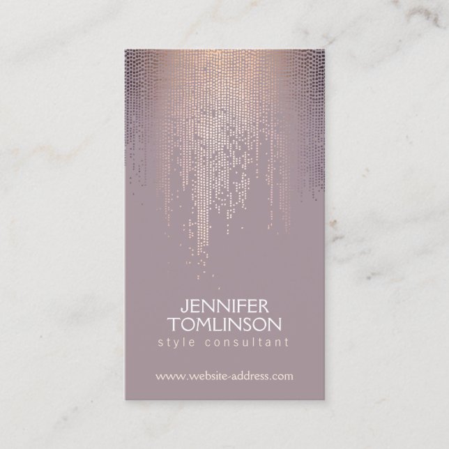 Elegant Blush Confetti Rain Pattern Mauve Business Card (Front)