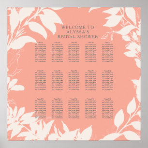 Elegant Blush Coral Wreath Foliage Seating Chart
