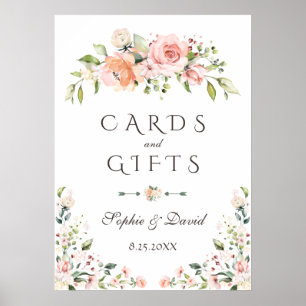 Elegant Blush Cream Floral Cards & Gifts Wedding Poster