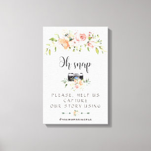 Elegant Blush Cream Floral Oh Snap Instagram Sign