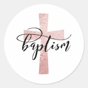 Elegant Blush Cross Baptism Favour Stickers