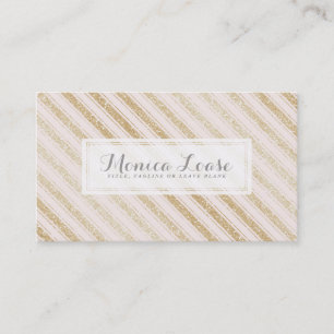 Elegant Blush Fake Gold Glitter Glam Personalised Business Card