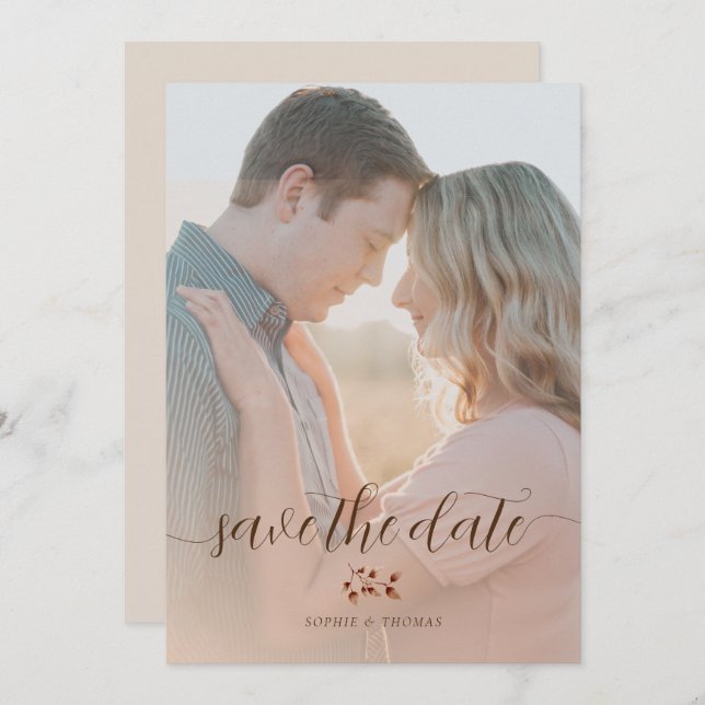 Elegant Blush Fall Floral Wedding Save the Date Invitation (Front/Back)