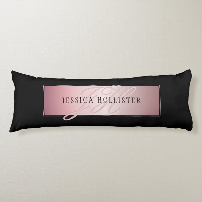 Elegant Blush Faux Rose Gold | Name & Initials Body Cushion (Front)