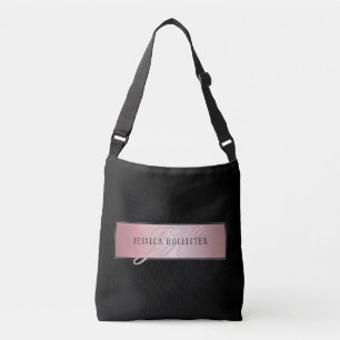 Elegant Blush Faux Rose Gold   Name & Initials Crossbody Bag
