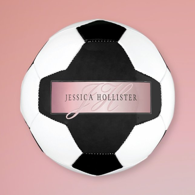 Elegant Blush Faux Rose Gold | Name & Initials Football (Creator Uploaded)