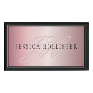 Elegant Blush Faux Rose Gold   Name & Initials Name Tag