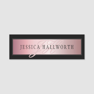 Elegant Blush Faux Rose Gold   Name & Initials Name Tag