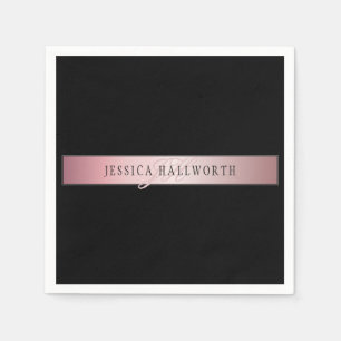 Elegant Blush Faux Rose Gold   Name & Initials Napkin