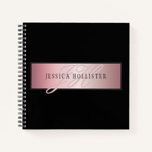 Elegant Blush Faux Rose Gold Name & Initials Notebook