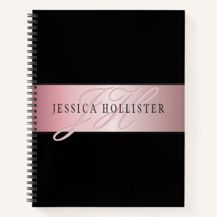 Elegant Blush Faux Rose Gold Name & Initials Notebook