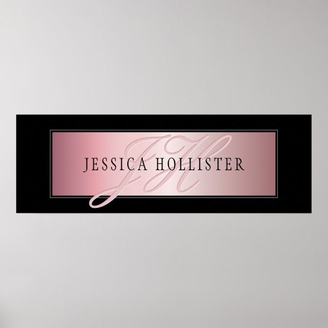 Elegant Blush Faux Rose Gold | Name & Initials Poster (Front)