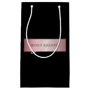 Elegant Blush Faux Rose Gold   Name & Initials Small Gift Bag