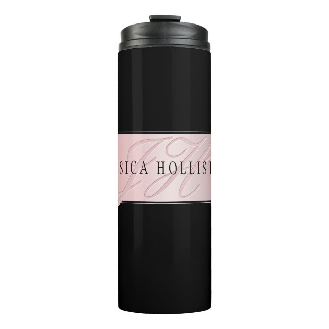 Elegant Blush Faux Rose Gold | Name & Initials Thermal Tumbler (Front)