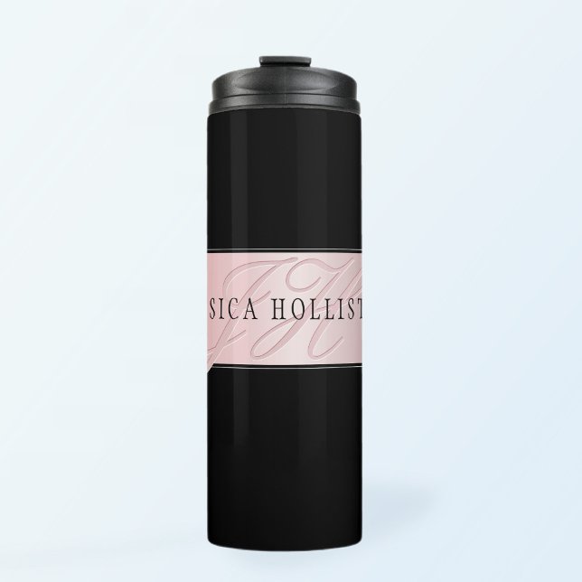 Elegant Blush Faux Rose Gold | Name & Initials Thermal Tumbler (Creator Uploaded)
