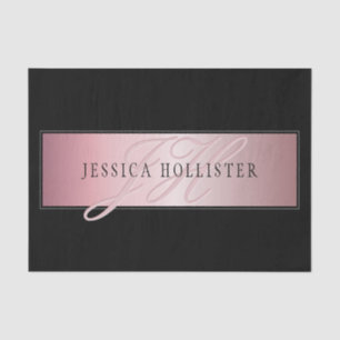 Elegant Blush Faux Rose Gold Name & Initials Tissue Paper