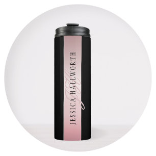 Elegant Blush Faux Rose Gold   Name & Initials v2 Thermal Tumbler
