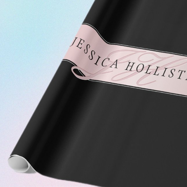 Elegant Blush Faux Rose Gold | Name & Initials Wrapping Paper (Creator Uploaded)