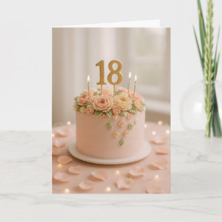 Elegant Blush Floral 18th Birthday Cake  Card