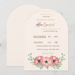 Elegant Blush Floral Arch Bridal Shower Invitation